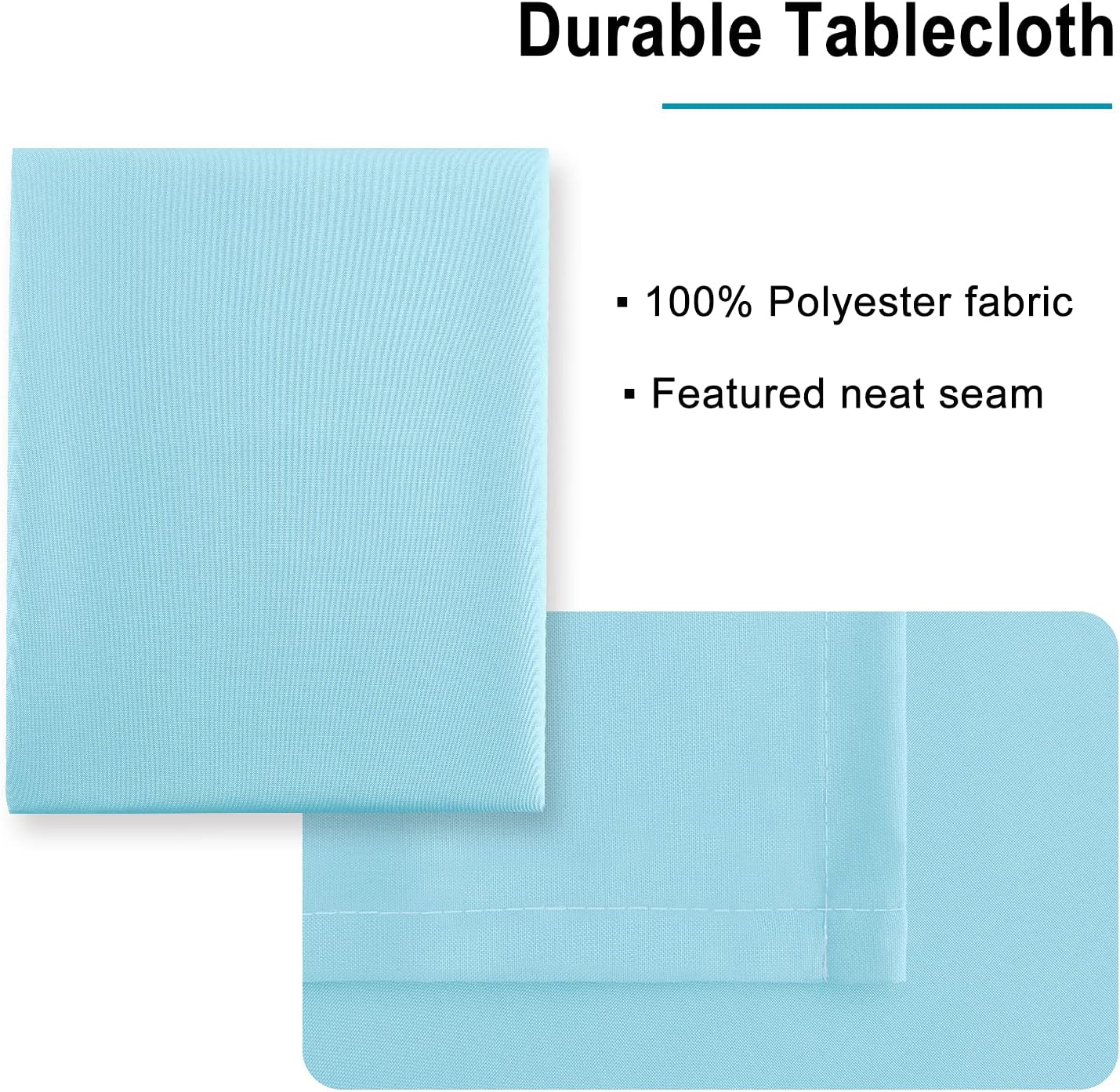Hiasan Waterproof Tablecloth Rectangle - Washable Fabric Table Cloth for Dining Room Kitchen Birthday Party and Outdoor Use, Sky Blue, 60 x 140 Inch