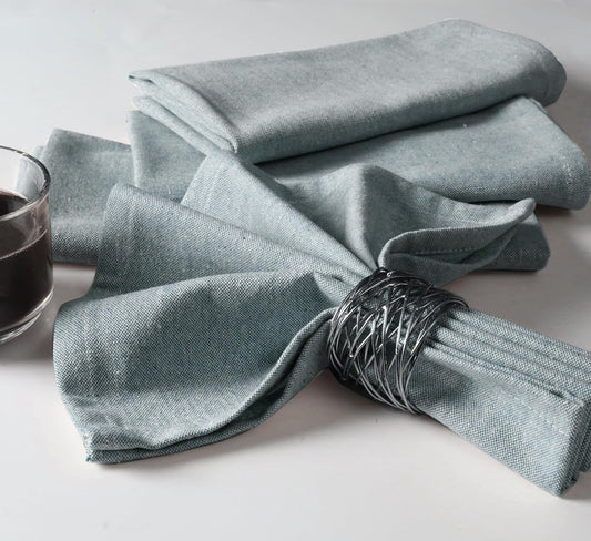 Native Fab Solid Cloth Napkin Set of 4, 100% Chambray Cotton, Washable, Reusable Dinner Cloth Napkin 17x17 inches, Table Decor Napkins for Dinner, Events, Teal Green