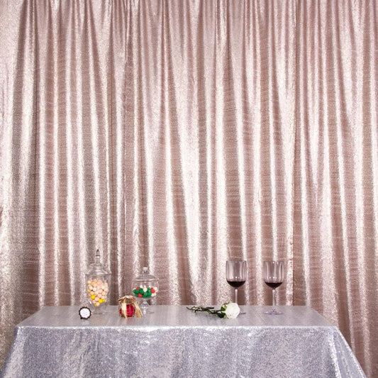 Poise3EHome 8Ft x 8Ft Champagne Sequin Backdrop, Glitter Thick Satin Sequin Background Drapes, Sequence Xmas Thanksgiving Backdrop for Wedding Party Holiday Festival Decor