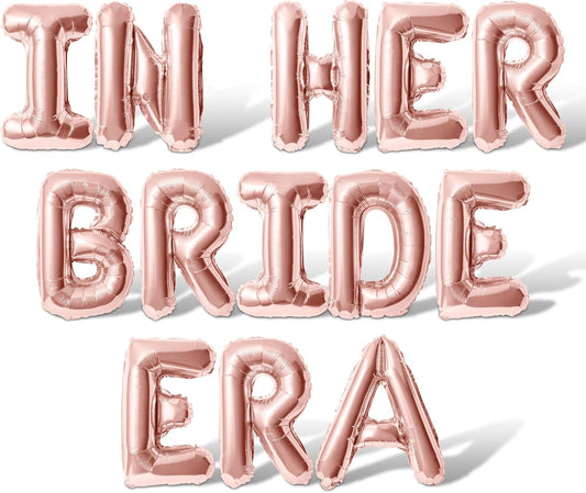 Letter Balloons - IN HER BRIDE ERA 16" Inch Alphabet Letters Foil Mylar Balloon Bachelorette Party Banner (Rose Gold)
