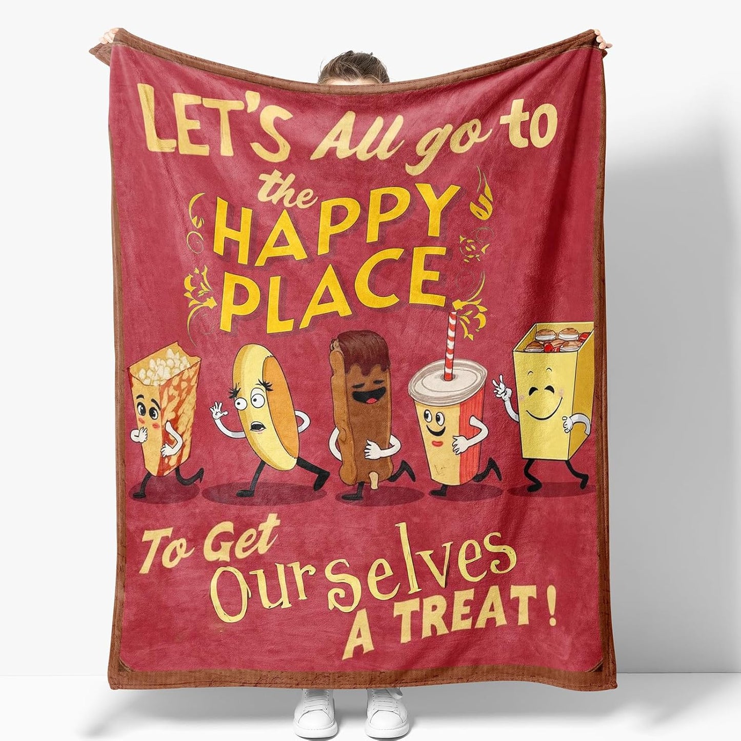 Fun Foods Blanket Gifts for Women Men Mom Sisters Birthday Christmas Valentines Positive Presents Theme Decor Home Bedroom Living Room Sofa Couch Soft Cozy Plush Kids Adults Teen Flannel Throw 60"x50"