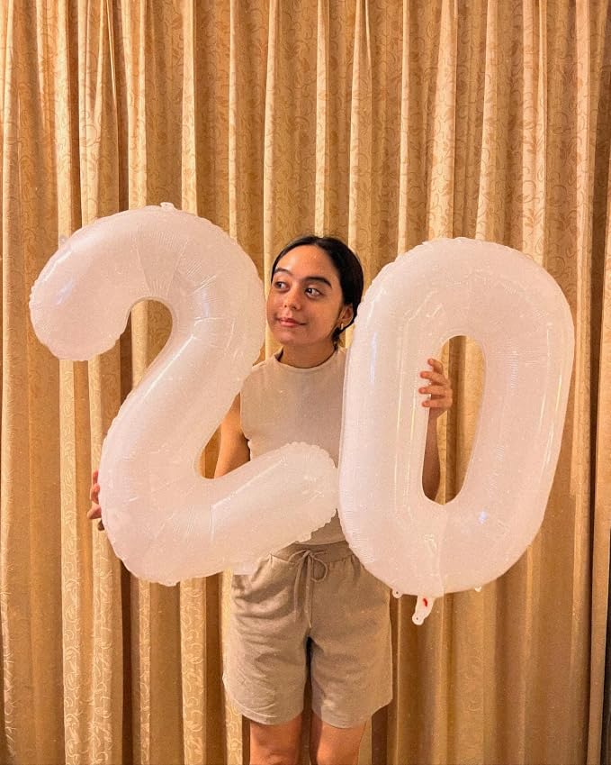 White Number 40 Balloon 40 inch, Translucent 40 Number Balloons, 40th White Birthday Decorations for Women Men, 40 Year Old Party Supplies