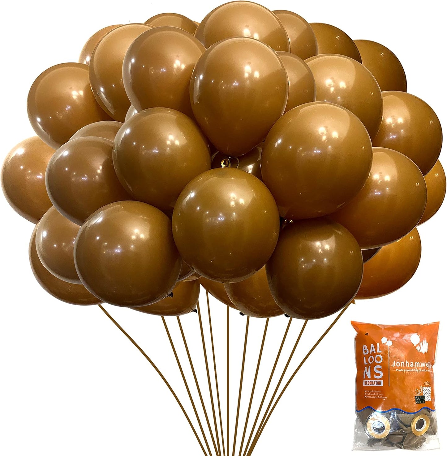 Jonhamwelbor Light Brown Balloons 12 inch 100 Pack Coffee Brown Matte Mocha Caramel Helium Latex Balloons for Birthday Baby Shower Wedding Decorations
