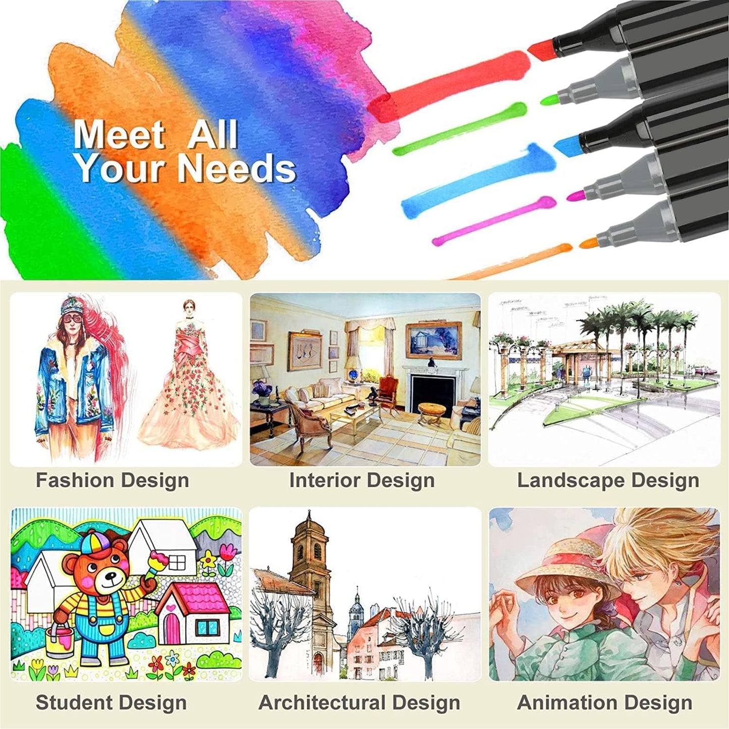 80 Colors Alcohol Markers Set Chisel & Fine Dual Tip for Adults Kids,Permanent Marker Pens with Organizing Case