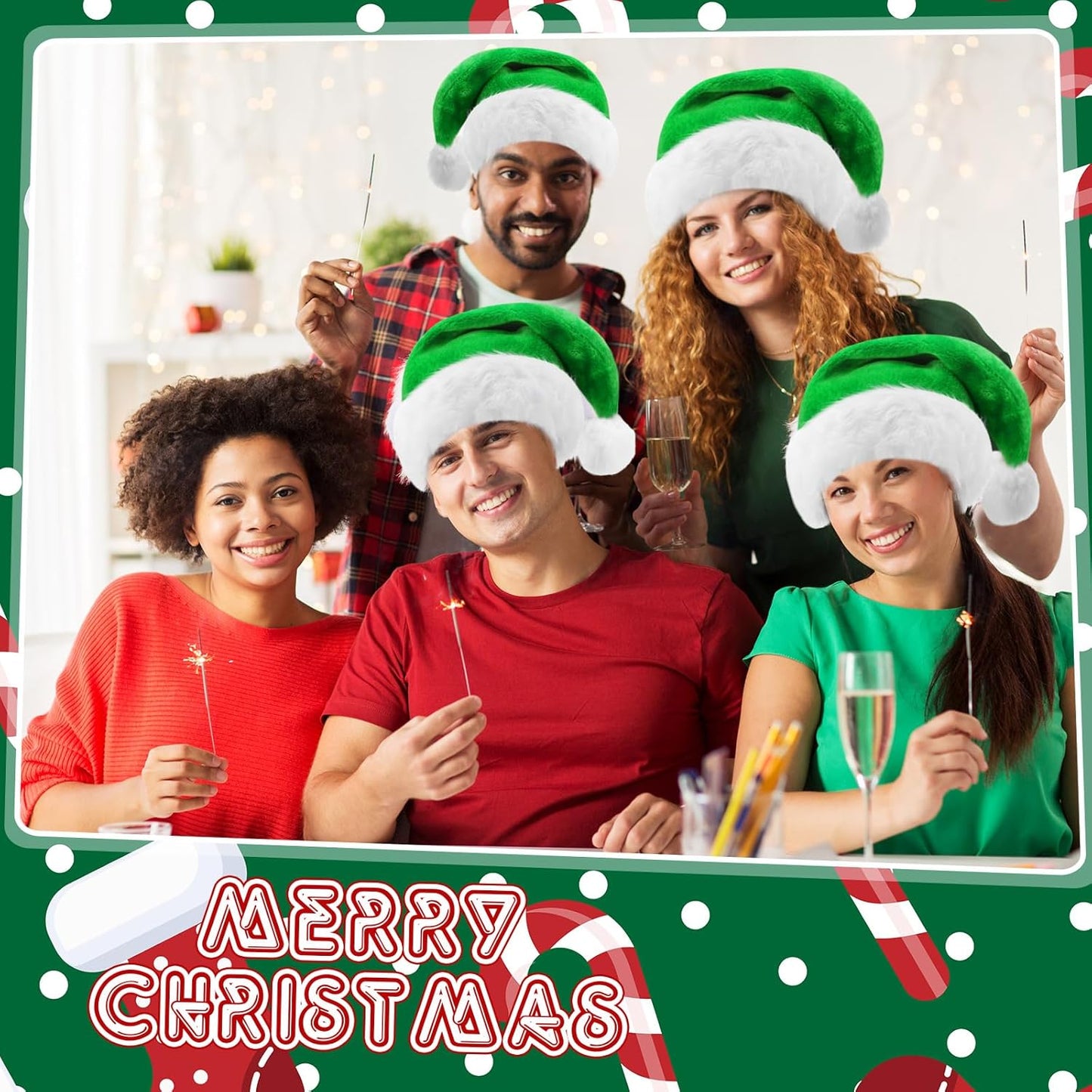 Ramede 36 Pcs Christmas Hats Adult Red/Green/Blue Plush Santa Hats Bulk for Women Men Christmas Xmas Holiday Costume
