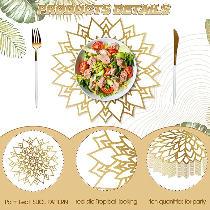 Sinmoe 100 Pack Disposable Paper Placemats Bulk 13 Inch Paper Charger Place Mat Party Charger Plates Table Place Mats for Dinner Wedding Birthday Baby Shower Spring Dining Tableware(Mandala Flower)