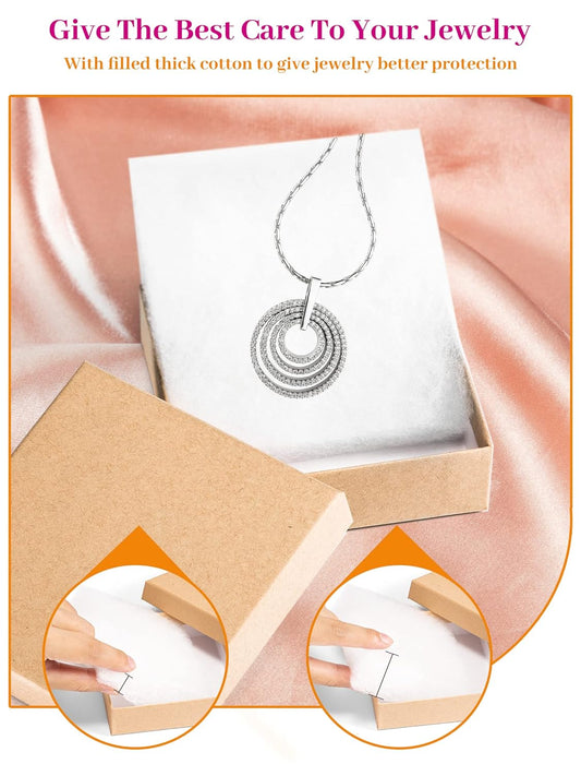 MESHA Jewelry Boxes Bulk 96PC, Matte Cardboard Gift Boxes, Cotton Filled Box with Lids, Brown 3.5x3.5x1 Inch, Bulk Square Small Kraft Gift Boxes