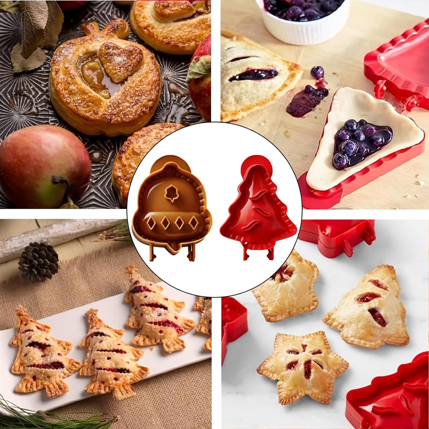 6PCS Holiday Mini Pie Molds,Mini Pie Molds for Baking,Hand Pie Press Mold Maker for Baking, Party Potluck Hand Mold,for Festivals and Parties