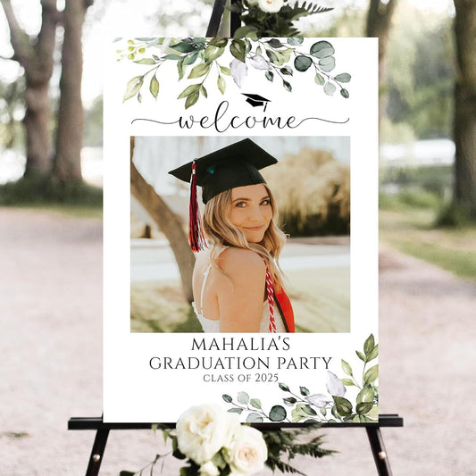 Personalized Graduation Party Welcome Sign With Photo, Graduation Decorations Senior 2025 Yard Sign, Custom Graduation Yard Signs Class of 2025, High School, College Sign For Graduation Party #11