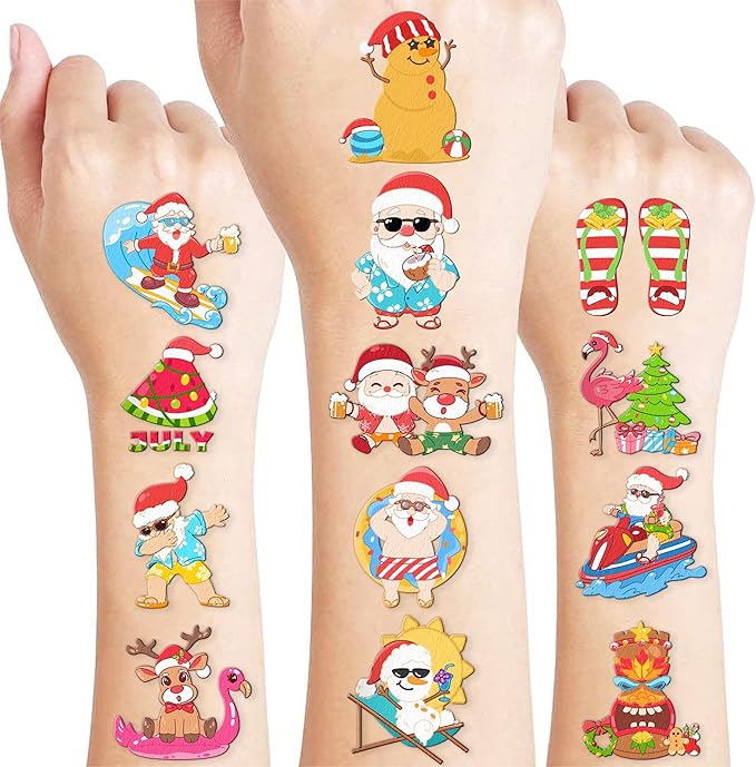 96 PCS Happy July Summer Holiday Pre-Cut Temporary Tattoos for Kids | Super Cute Themed Birthday Party Favors, Supplies, Decorations, Month Fake Tattoo Stickers, School Rewards & Gifts Boys & Girls