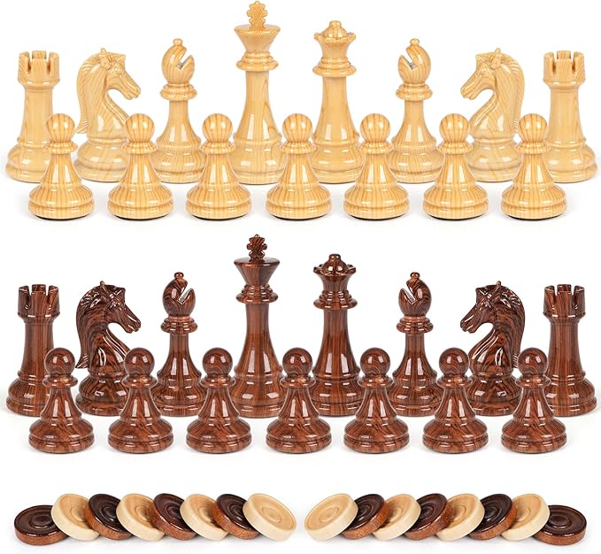 3 in 1 Magnetic Chess Set & Checkers Backgammon Board Game Set, 15" Wooden Folding Chess Board, Tournament Portable Travel Chess Set, Beginner Chess Board Game for Adults & Kids