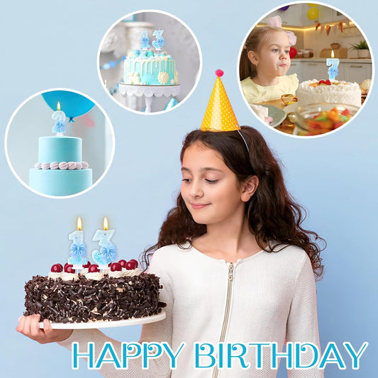 13 Birthday Candles Blue Bow Number 13 Cake Candles, 13th Cake Topper Decorations for Kids Pets Pastel Birthday Party Supplies (Number 13)