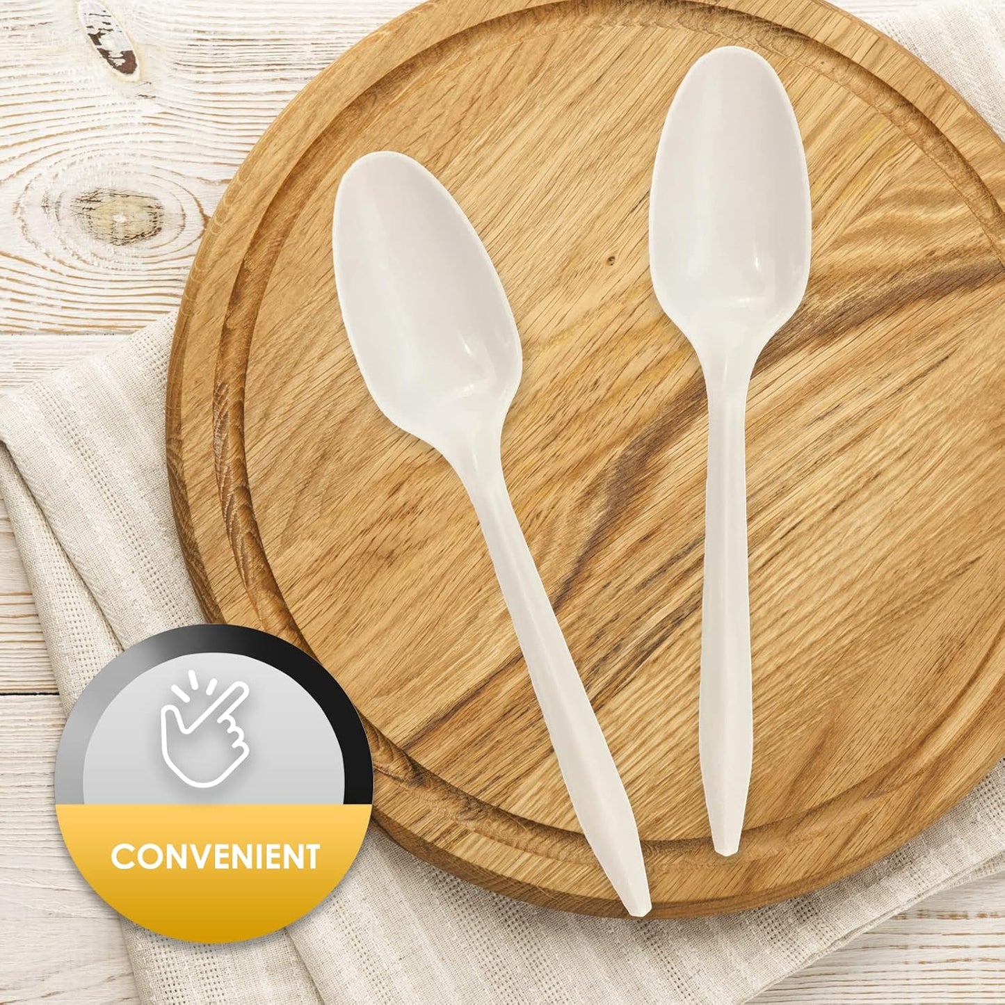 PAMI Bulk Plastic Spoons 1000 Count Disposable Medium Weight Sturdy Cutlery for Parties and Catering (Teaspoons Teaspoons White)