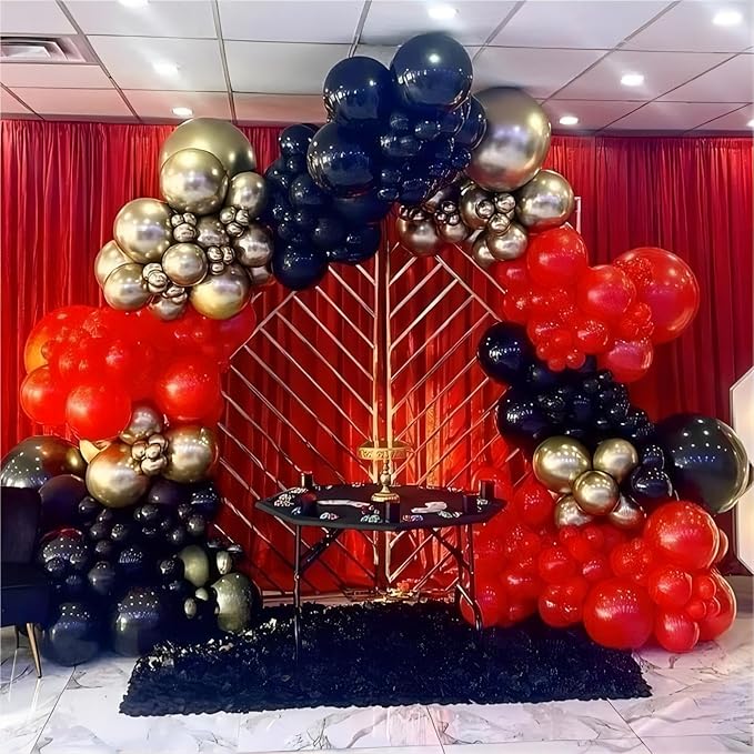 Red Balloons, 140pcs 18 12 10 5 Inch Different Sizes Pack Party Latex Balloons for Birthday Halloween Holiday Balloon Garland as Party Decorations