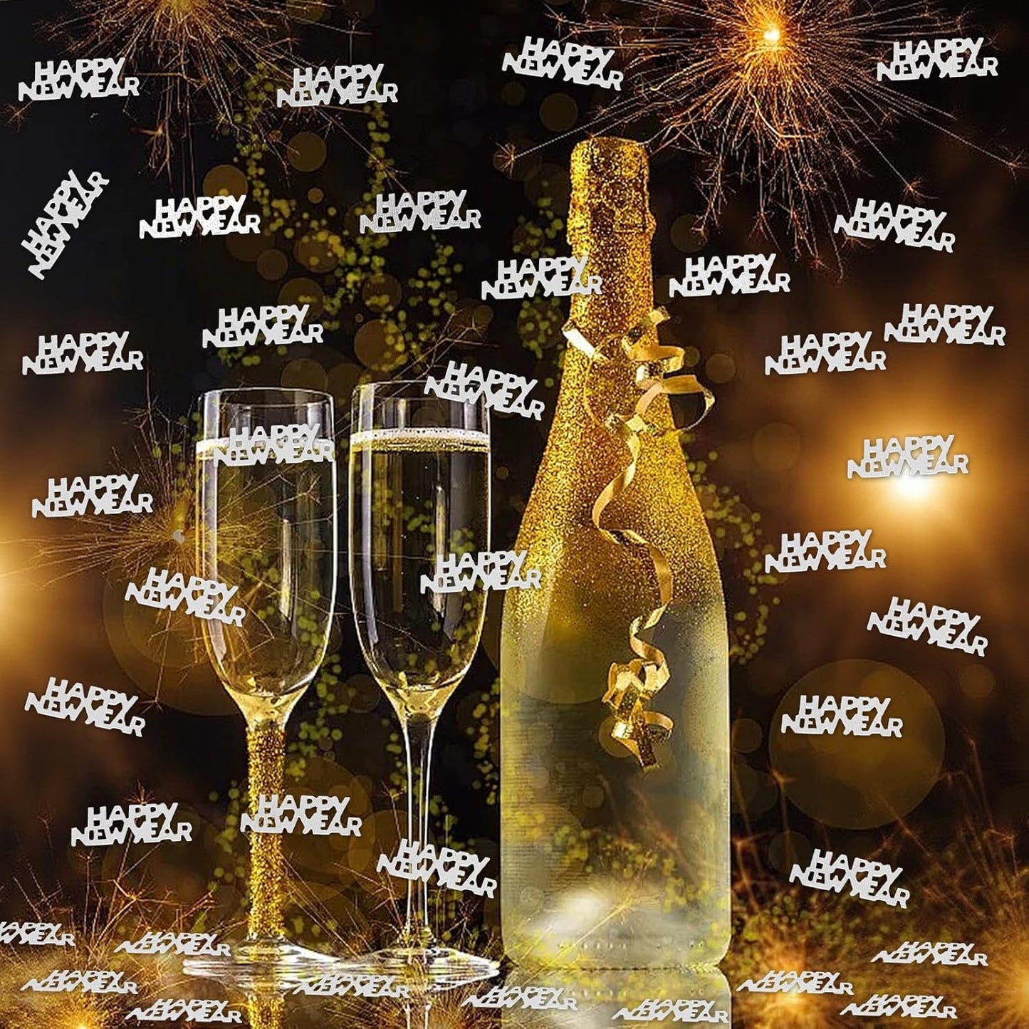 500 Pcs New Year Confetti, Silver 2026 Table Shiny Confetti Glitter for Happy New Year Decorations 2026 New Years Eve Table Decorations