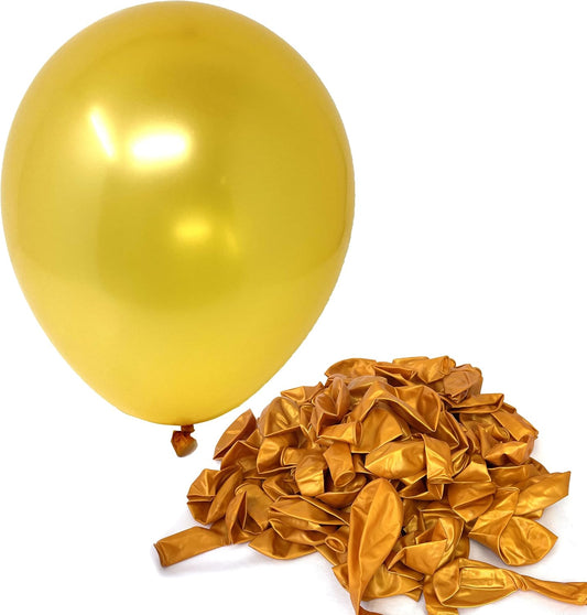 Allgala Latex Balloons for Parties | Helium Grade Bulk Balloon Pack | Ideal for Birthday Party Decorations, Baby Shower, Christmas Party | Colored Balloons for Events | 100ct 12" - Gold