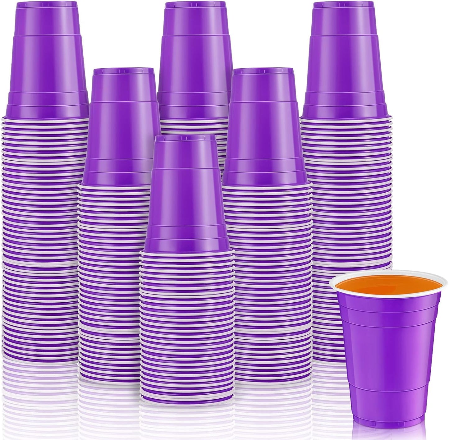 Lounsweer 100 Pack 16 Ounce Christmas Plastic Party Cups Disposable Heavy Duty Drinking Water Cups for Holiday Christmas Festival Wedding New Year Birthday Party Supplies(Purple)