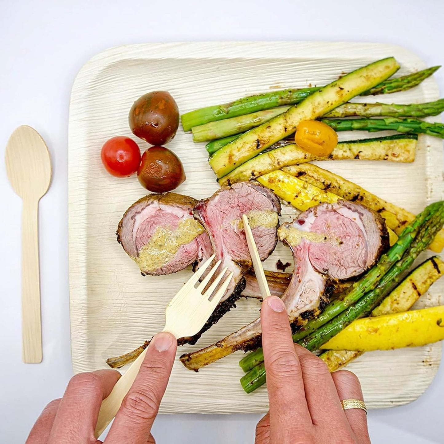 Party-Ready Bamboo Cutlery – 250 Piece Compostable Bamboo Utensils Set [100 Forks,100 Spoons, 50 Knives] Eco-Friendly, Disposable Tableware for Weddings,Picnics Essentials&Events – by Dezenyaa