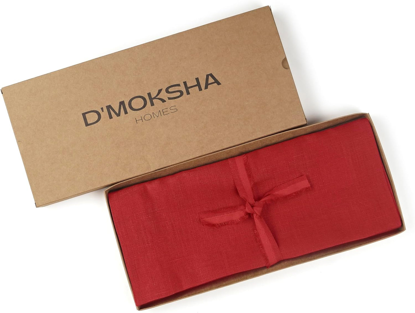 D'Moksha Homes Linen Bright Red Table Runner 120 Inches Long - 100% Pure Linen Dining Table Runner 14 x 120 Inch for Fall, Autumn and Halloween - Machine Washable
