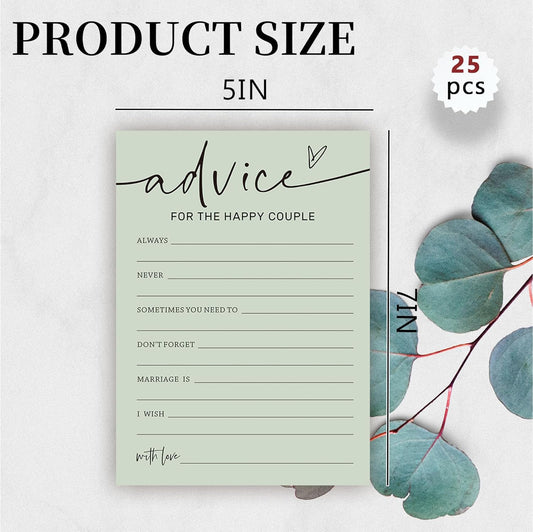 Bridal Shower Games, Advice for the Happy Couple, 25Pcs Minimalist Sage Green Bridal Game Cards, Wedding Shower Games for Guests, Engagement Bachelorette Party Supplies