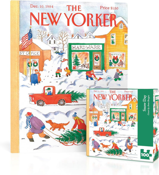 New York Puzzle Company - New Yorker Snow Day Mini - 100 Piece Jigsaw Puzzle for Family Game Nights by Anne Burgess