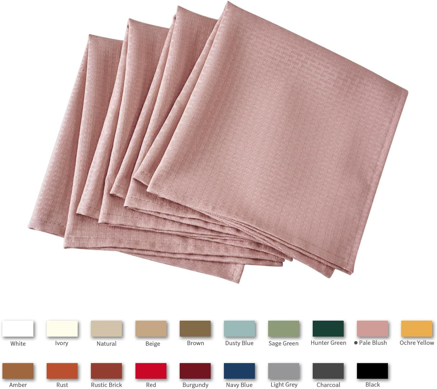 maxmill Cloth Napkins Weaved Texture Pattern Soft Comfortable and Luxury Serviette for Restaurant Family Dinners Weddings Parties and Banquets Set of 4 Pieces, 20 x 20 Inch Pale Blush