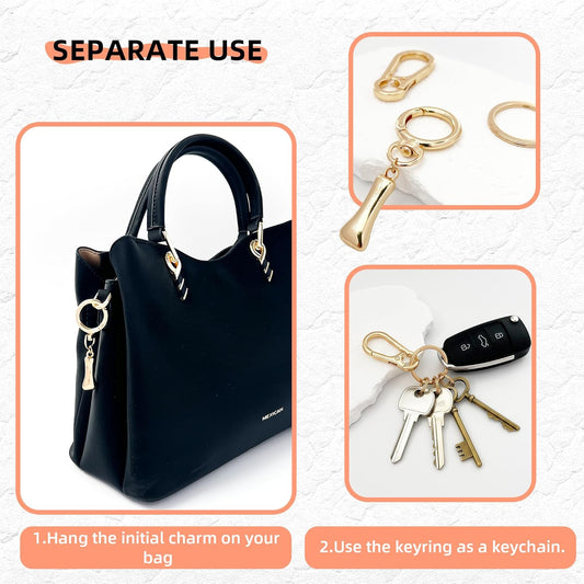 Gold Bubble Heart Initial Bag Charms for Handbags – Cute Initial Letter Keychain for Women, Purse Charms, Gold Gift