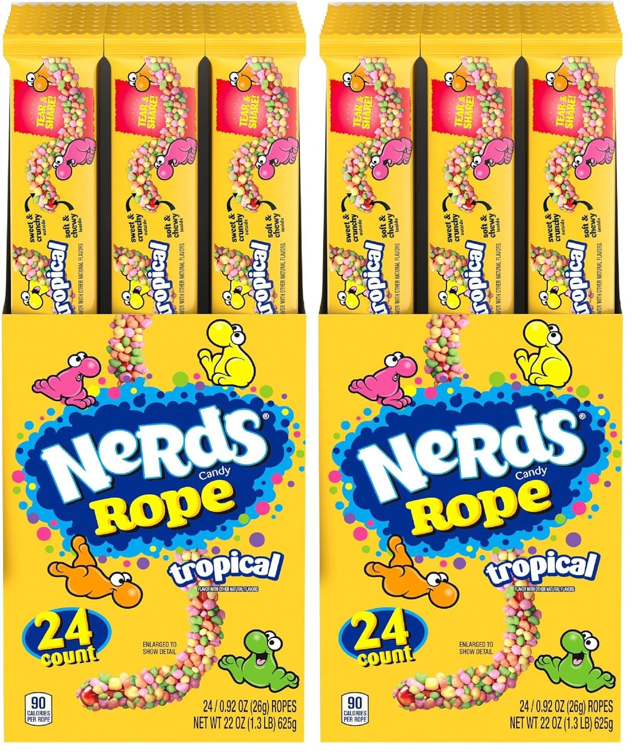 Nerds Rope Candy, Tropical Flavor, 0.92 Ounce Ropes (Pack of 48)