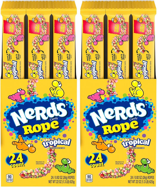 Nerds Rope Candy, Tropical Flavor, 0.92 Ounce Ropes (Pack of 48)