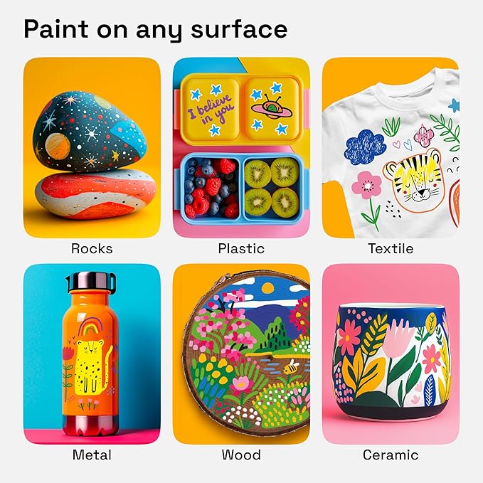 ARTISTRO 120 Acrylic Paint Markers for Rock, Fabric, Wood, Glass, Decoration - Dual-Tip Paint Pens for Coloring Books for Adults, Teens, Kids - Art and Craft Supplies Kit - Gift Idea