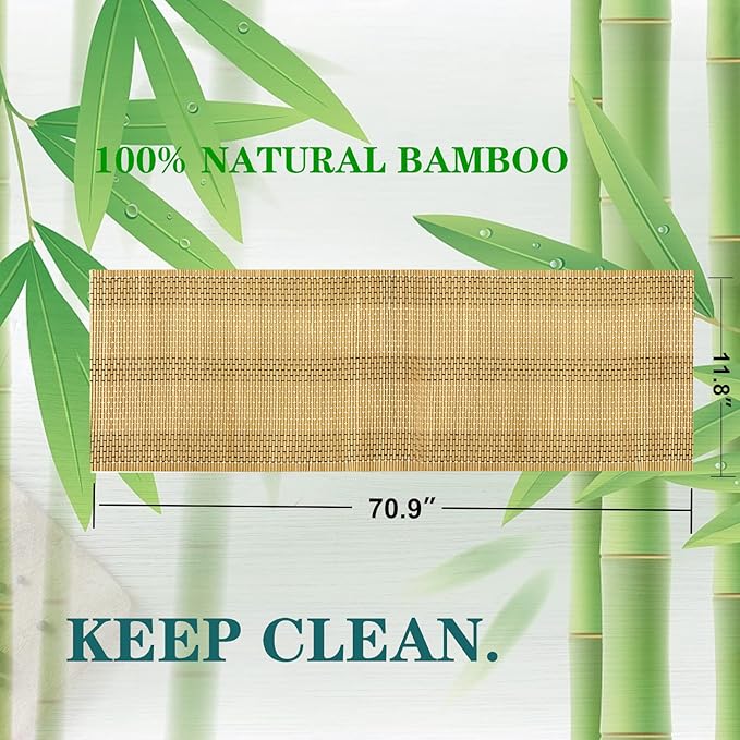 ANDSTAR 12x72 Inch Weave Bamboo Table Runner Stain Resistant Heat Resistant Oil-Proof Non-Slip Waterproof Easy to Clean Table Runner for Kitchen Dinning Room Table Decoration(Brown,1 Piece) …