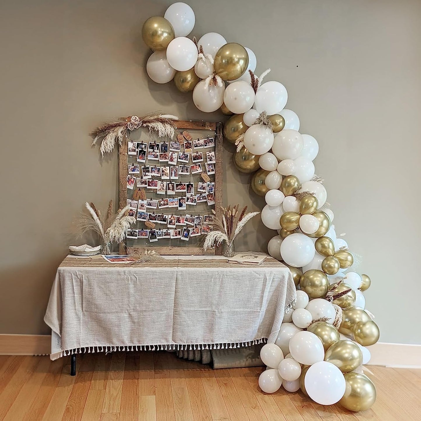 White and Gold Balloons, 12 Inch White Sand Gold Metallic Latex Balloons, Beige Gold Party Balloons for Boho Birthday Baby Shower Engagement Wedding Anniversary Party Decorations