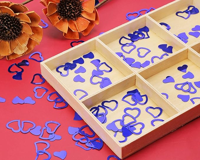 ONLYKXY 1200Pcs Love Heart Shaped Confetti, Table Wedding Decoration, Glitter Confetti for Wedding Party (Blue)