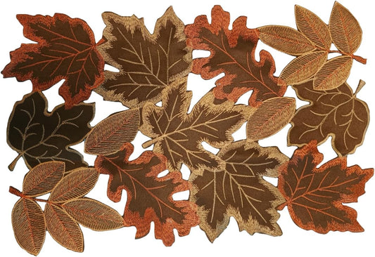 Fall placemats Set of 4 Embroidered Table Runner 11x17Inches for Thanksgiving Place and Autumn Harvest