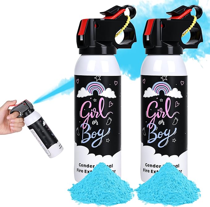 Baby Gender Reveal Fire Extinguisher; Colorful Smoke Powder Spray; 100% Safe and Eco-Friendly Gender Reveal Party Idea (100g blue 2pcs)