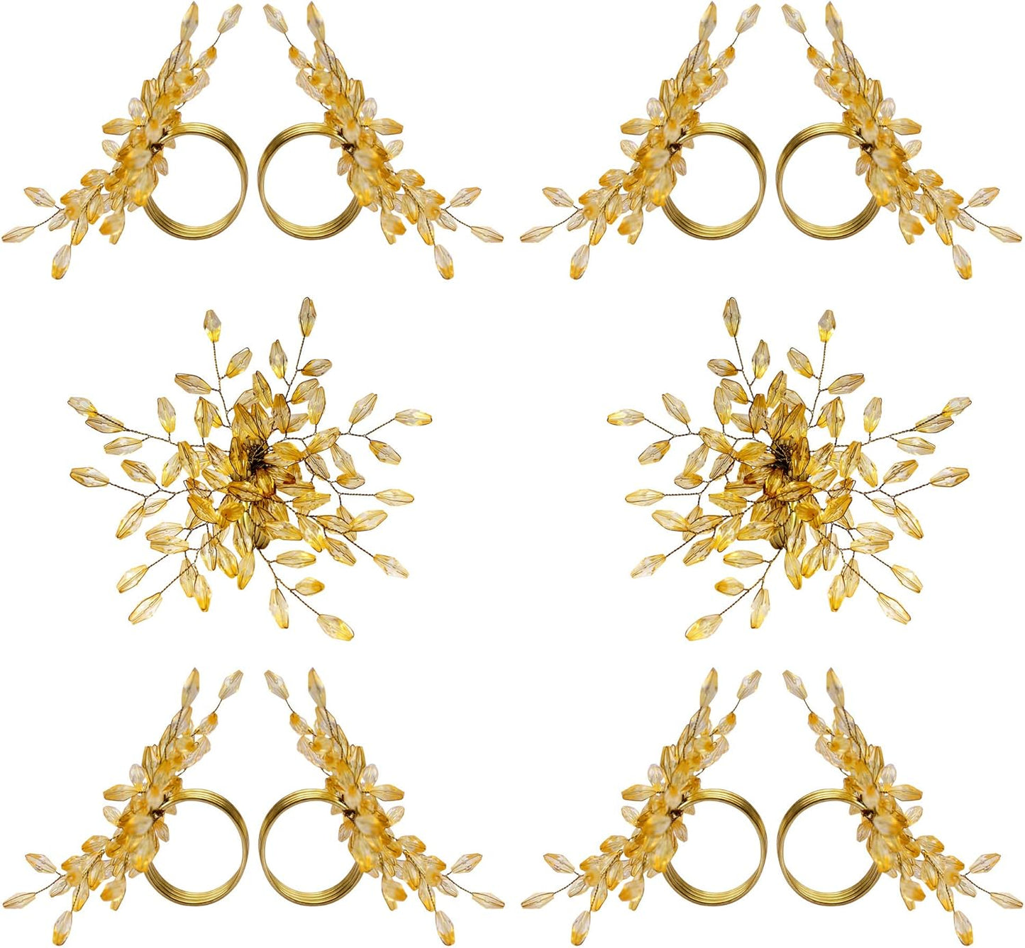 Napkin Rings Set of 12 for Dining Table Decoration Parties Everyday Metal Napkin Holder Leaf Gold (Pack of 12)