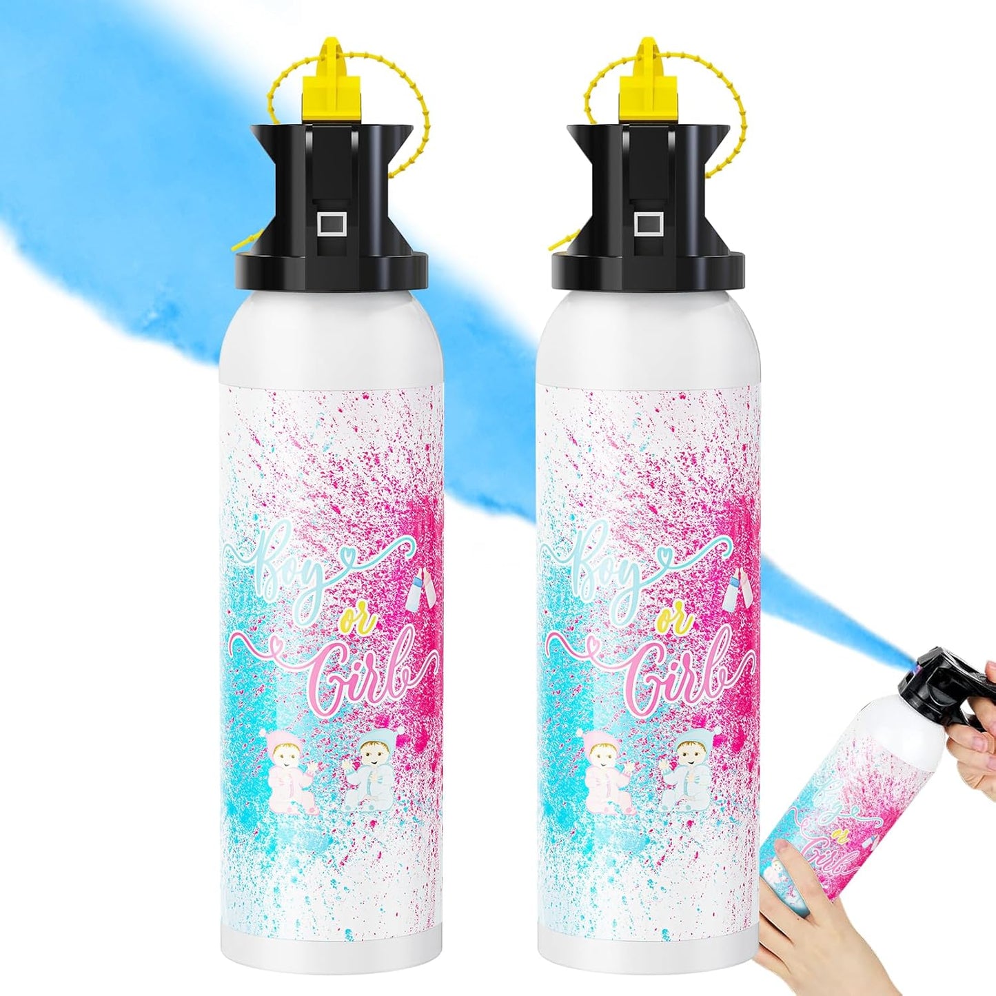 Large Gender Reveal Fire Extinguisher Color Blasters: 2 Pcs Blue Blaster Only for Baby Boy with Blue Smoke suitable for Gender Reveal Party Decorations (blue)