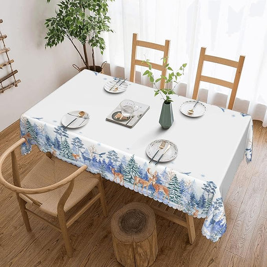 YCness Patchwork Geometric Grids Tablecloth, Christmas Seasonal Colorful Red Green Table Cover for Dinner Birthday Holiday Party Kitchen Colorful Red White Table Decor 55x55 Inch Rectangle