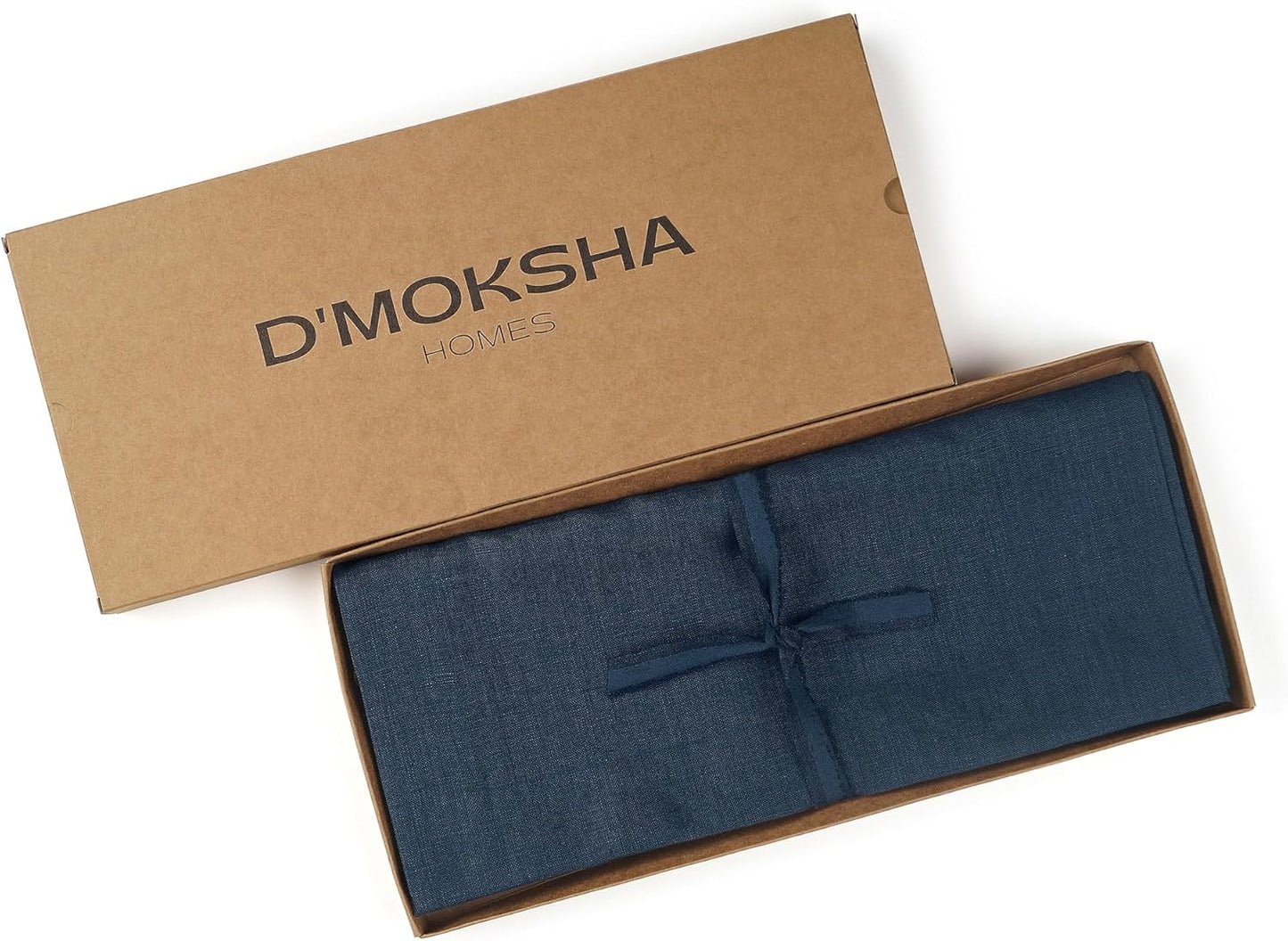 D'Moksha Homes Linen Table Runner 48 Inches - 100% Pure Linen Navy Blue Table Runner 14 x 48 Inch for Coffee Tables, Dresser, Fall, Autumn and Halloween - Machine Washable