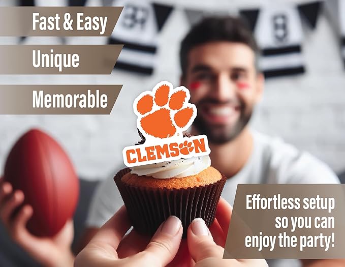 Clemson Party Supplies for Football, Birthday Gift, Graduation Party Banner and Cake Toppers (42 Pieces) (Clemson Tigers)