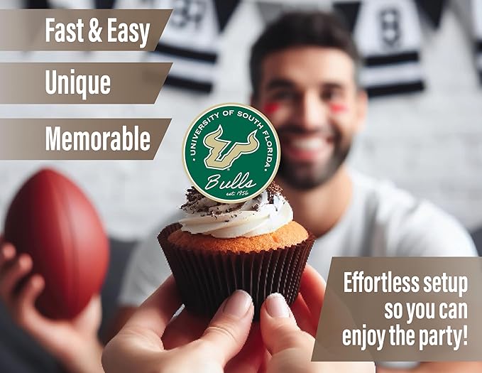 University of South Florida Party Supplies for USF Football, Birthday Gift, Graduation Party Banner and Cake Toppers (42 Pieces)(South Florida Bulls)