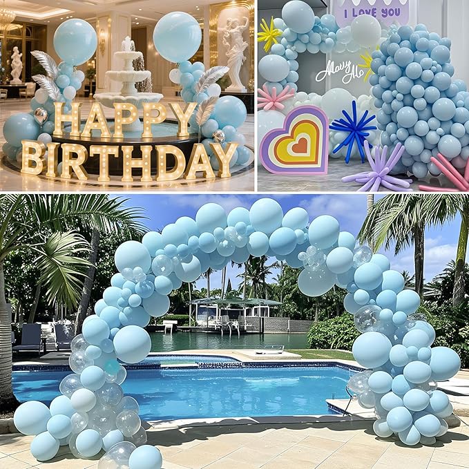 10Pcs Giant Baby Blue Balloons 36 Inch Extra Large Light Blue Latex Ballons Jumbo Pastel Party Decorations for Birthday Baby Shower Gender Reveal Graduation Wedding Engagement Anniversary