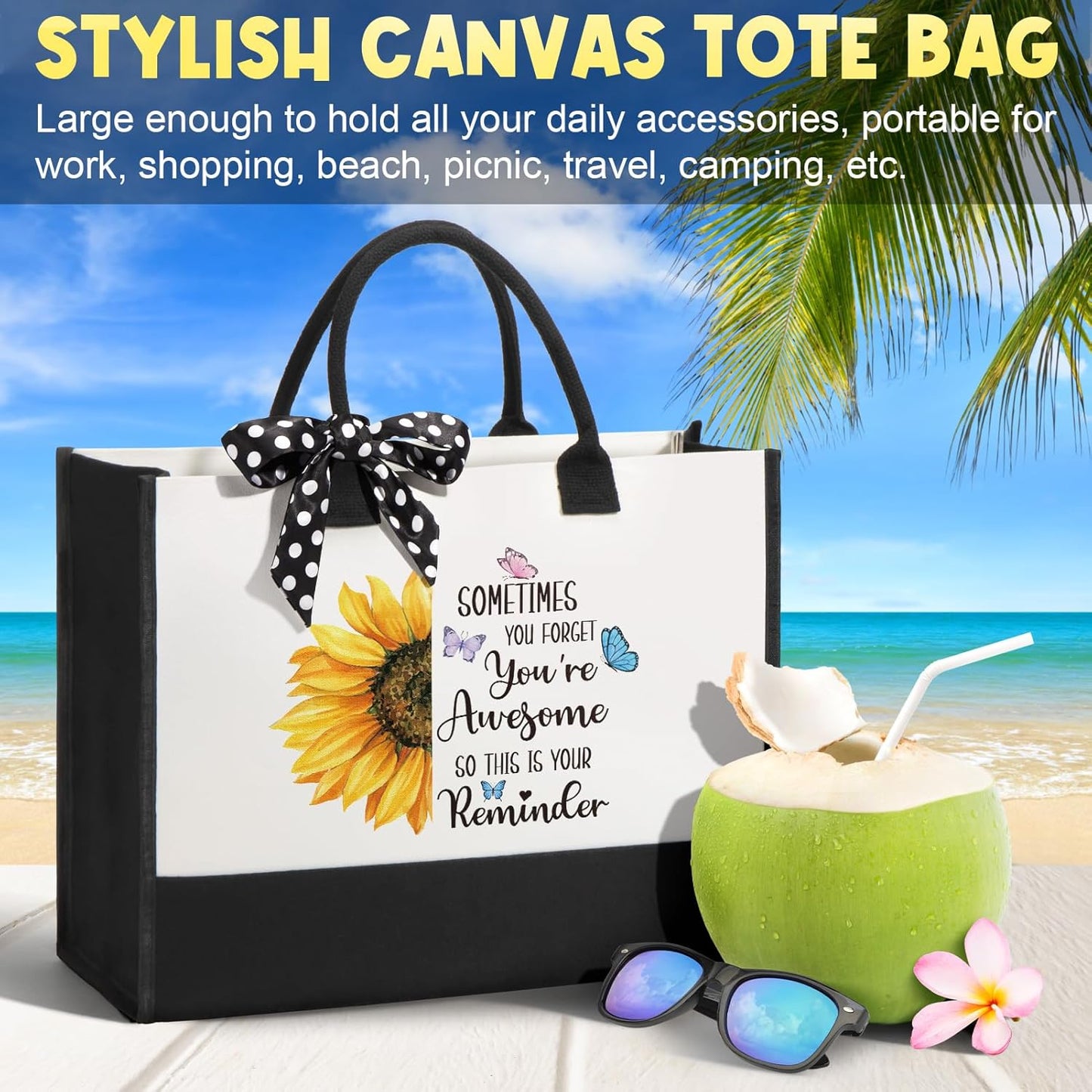 Birthday Gifts for Women Friendship, Self Care Gifts for Women Inspirational Get Well Gift Basket Care Package Thinking of You Christmas Gift for Mom Her Friend Sister Wife Coworker w/ Canvas Tote Bag
