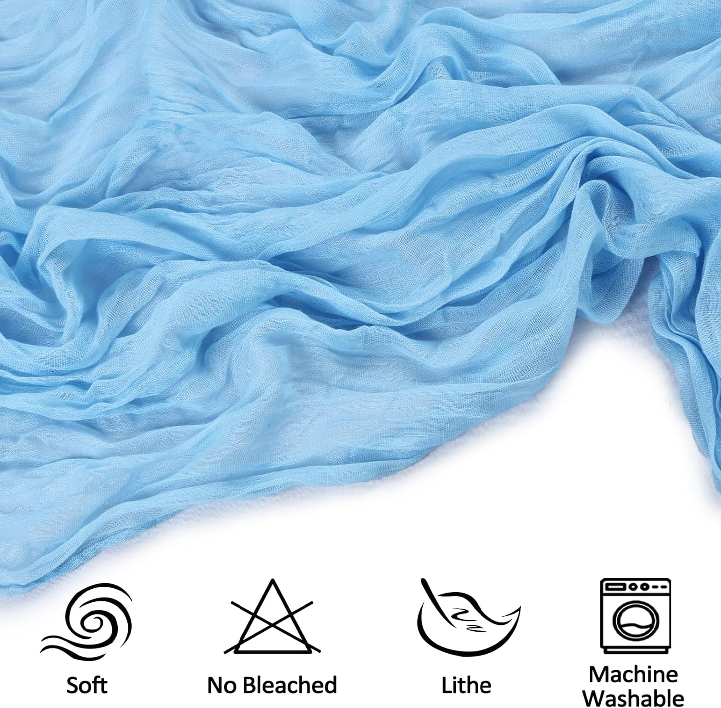 12 Pack 10FT Baby Blue Cheesecloth Table Runner 35x120 Inch Gauze Rustic Boho Fall Table Runner Cheese Cloth for Thanksgiving Wedding Decor Birthday Party Bridal Baby Shower Centerpiece Decoration