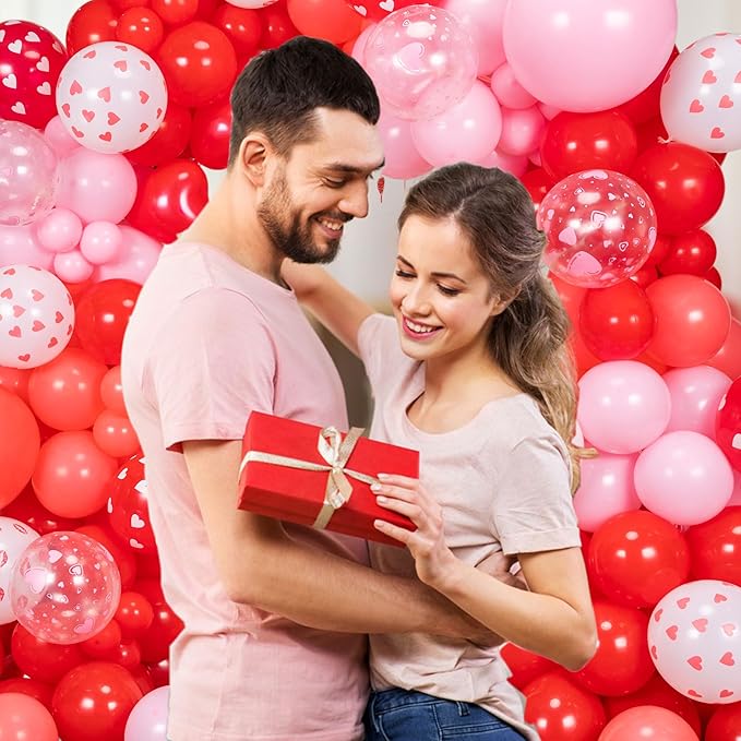 160pcs Valentine'S Balloon Arch Garland Kit Red and Pink Heart Kiss 3.2x6 Feet Love Backdrop for Mother's Day Wedding Engagement Birthday Party Day Decorations