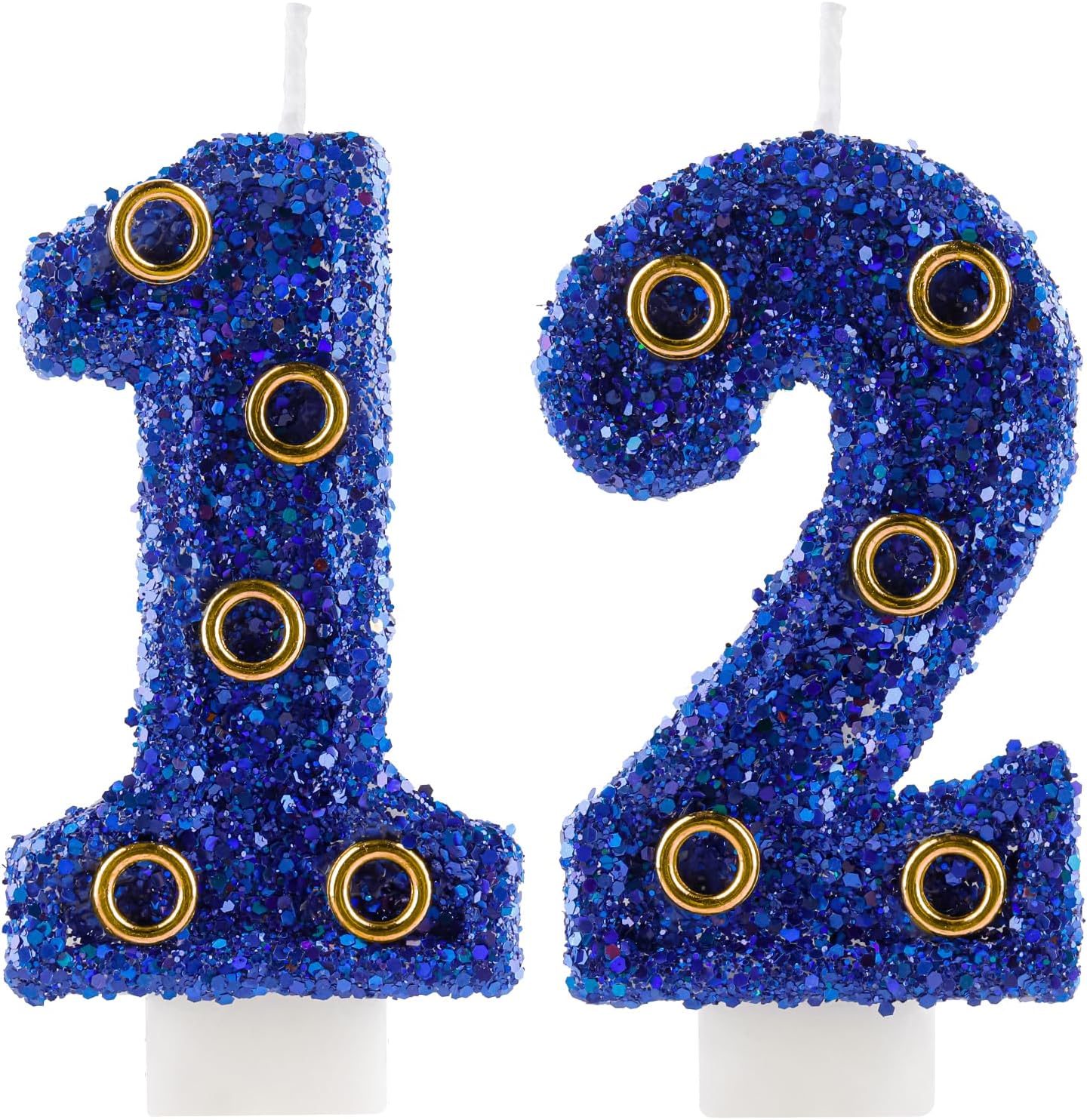 Blue Gold Rings Hedgehog Themed Birthday Candle, Number 12 Candle Cake Topper, Character Cartoon Theme for Boys Girls Birthday Party Decorations Supplies