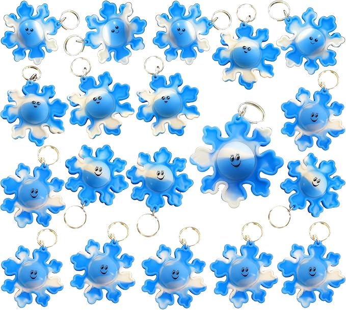 24 Packs Bulk Winter Snowflake Mini pop Fidget Gifts for School Christmas Holiday Kids Party Favors and Classroom Students Prizes