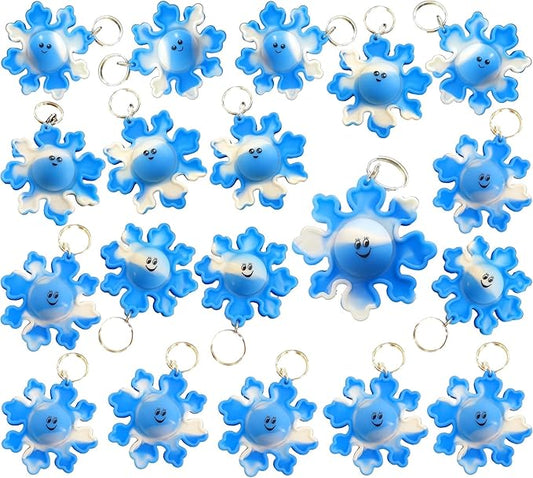 24 Packs Bulk Winter Snowflake Mini pop Fidget Gifts for School Christmas Holiday Kids Party Favors and Classroom Students Prizes