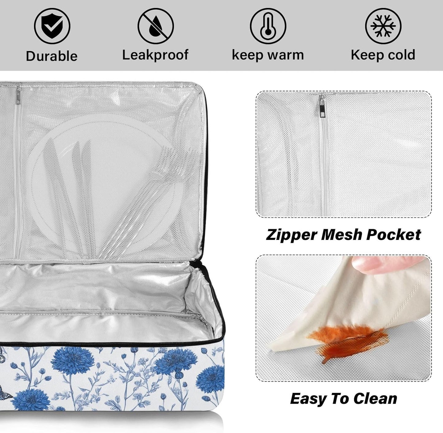 Casserole Carriers for Hot or Cold Food Reusable Casserole Dish Carrier Insulated Thermal Large Capacity Durable Perfect for Party Camping Family Gatherings Yellow Fish