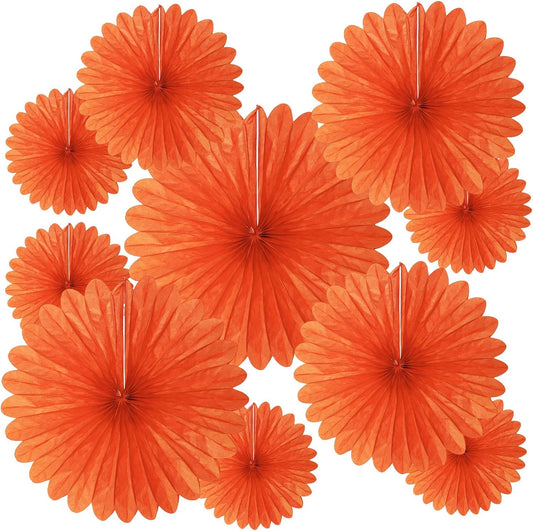 20 Pcs Orange Hanging Paper Fan, Round Paper Fans Decorations Set for Weddings, Birthdays, Engagement, Bridal Shower, Baby Shower Event, Graduation, Party Supplies Decor